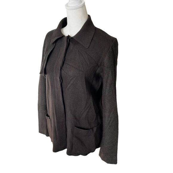 Akris Cashmere Angora Brown Cardigan Jacket Coatigan Sweater Size 8 Quiet Luxury - Picture 5 of 10